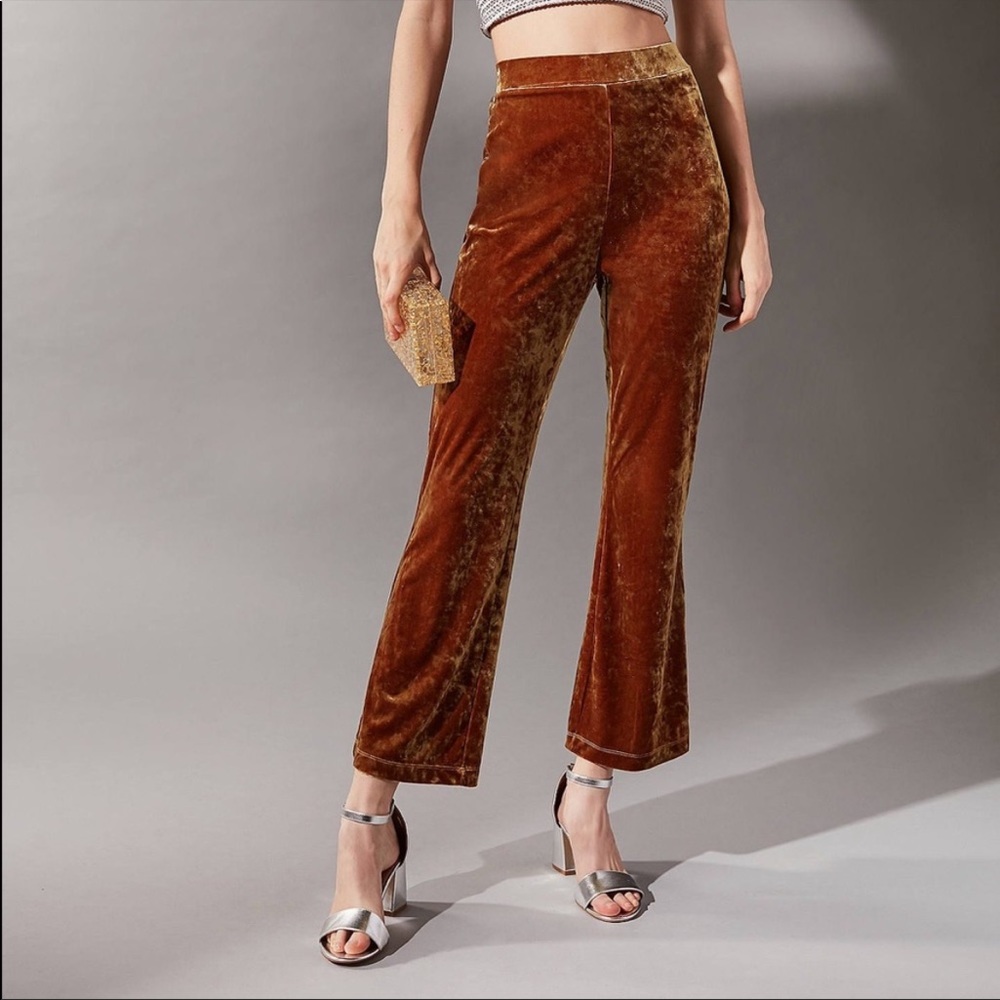 Urban Outfitters Kick Flare Velvet Ankle Pants Orange Rust Color